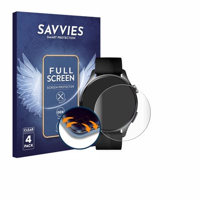 Savvies - Screenprotector voor Xiaomi Watch 5 (47 mm) - Folie Beschermfolie transparant volledig dekking 4 Stuks