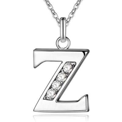 Zilverkleurige Letter Z Dames Ketting met Zirkonia