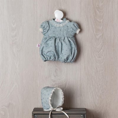 Asi poppenkleding bodysuit en mutsje - poppenoutfit blauw.