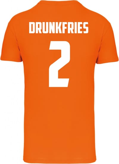 T-shirt Drunkfries 2 | Koningsdag kleding | Oranje Shirt | Oranje | maat XS