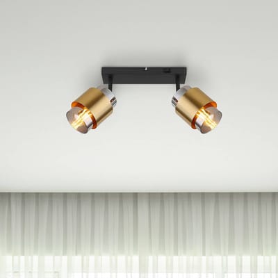 Globo Milley plafondspot, lengte 26 cm, messingkleur, 2-lamps.