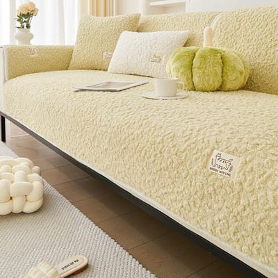 Imitatie Lam Fluwelen Bank Handdoek Winter Warm Antislip Universele Bank Kussenovertrekken Sectionele L-vorm Bankhoes voor Woonkamer 70x70cm 1pc