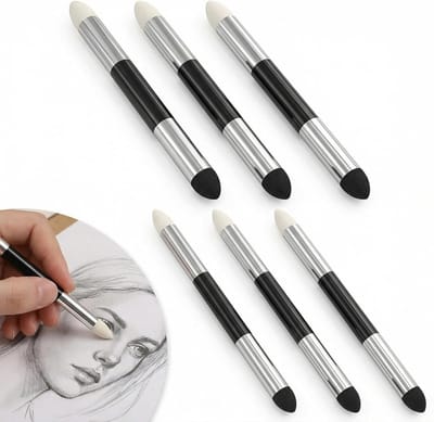 Set van 6 wasbare sponsgumpennen met dubbele spons voor kunststudenten, ideaal voor kleurenwissen en highlights creëren