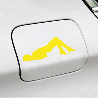 Bumpersticker - Dame  - 6,4 X 18 - Geel