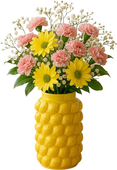 MISOU Citroenvaas - 16x16x26 - Bloempot - met Citroenen - Plantenpot - Hoge Bloempotten - voor Binnen en Buiten - Citroen Vaas - Extra Large - Cement - CITRINE