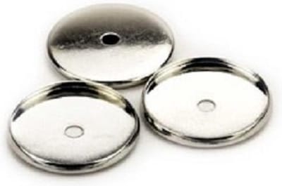 Cover with 1 hole, Round, 20mm Top, Platinum, 3 pcs