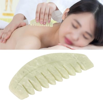 Massage Kam van Jade Steen voor Hoofdmassage, Gua Sha en Meridianen Drainage - Verminder Pijn en Stimuleer Acupressuurpunten