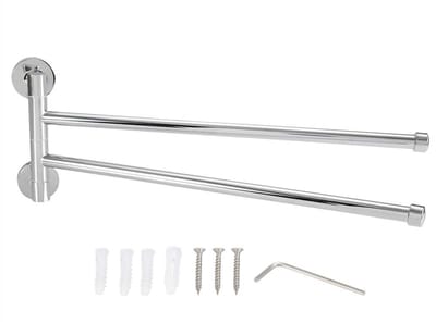 Dailygoods- Handdoekenrek Draaibaar - RVS Handdoekhouder - Badkamer Beugel - 2/3 Armen - Wandmontage - Afmetingen 13,5/17,5 cm