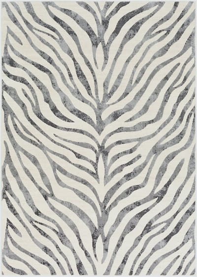 SURYA Cybele vloerkleed zebra boho donkergrijs beige