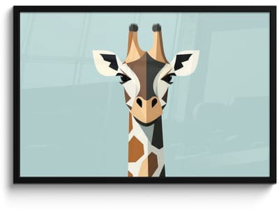 Poster in lijst - Fotolijst 90x60 cm - Posters - Giraffe - Illustratie - Bruin - Minimalistisch - Posterlijst zwart - Decoratie - Wanddecoratie woonkamer - Muurdecoratie slaapkamer