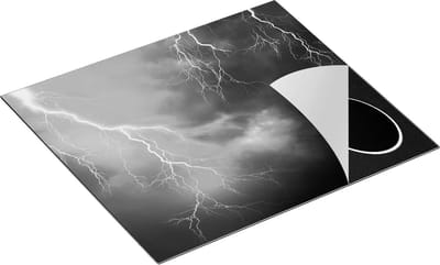 Chefcare Inductie Beschermer Blikseminslagen - Onweer - Zwart Wit - 60x50 cm - Afdekplaat Inductie - Kookplaat Beschermer - Inductie Mat