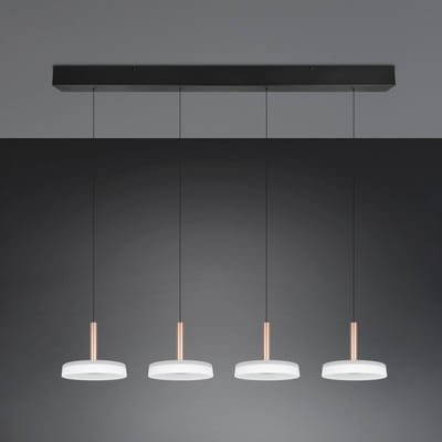 Trio Lighting LED hanglamp Celeste wit/bruin 115 cm 4-lamps glas dimbaar