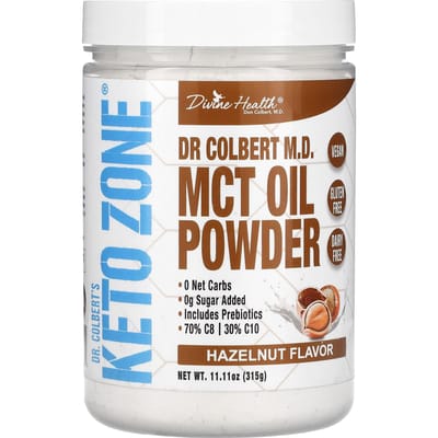 Santé Divine, Dr. Colbert Keto Zone, Poudre d'huile MCT, Noisette, 11.11 oz (315 g)