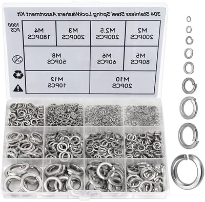 Set van 1000 Elastische Ringen van RVS 304, Diverse Maten voor Huishoudelijk Gebruik, Plat, Duurzaam en Corrosiebestendig
