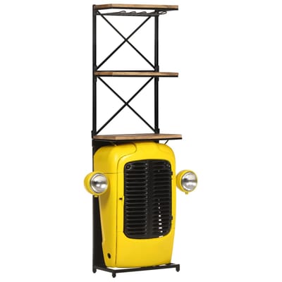vidaXL - Wijnkast - tractor - 49x31x172 - cm - massief - mangohout - geel