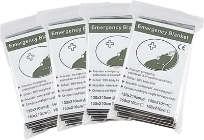 Nooddeken - Isolatiedeken - Reddingsdeken - Isoleerdeken Zilver - Warmtedeken Outdoor - Set van 4 - 1,3 x 2,1 m - Noodpakket - Noodsituaties - Overleving - EHBO - Rode Kruis