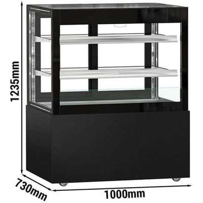 GGM Gastro Kühl- & Verkaufsvitrine - MADRID Self-Service - 1000mm - Doppelverglasung - mit 2 Ablagen - Schwarz Matt