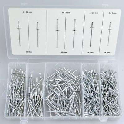 Benson 320-delige popnagelset - gehard staal en aluminium - assortimentsbox