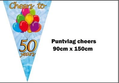 Puntvlag cheers to 50 years 90cm x 150cm - Abraham Sarah thema feest festival verjaardag fun 50 jaar