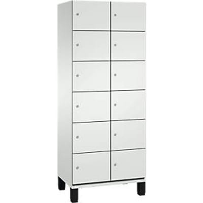 C+P Cambio lockerkast, 2 vakken, 12 vakken, op poten, B 800 x D 525 x H 1980 mm, lichtgrijs