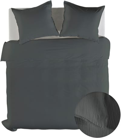 Yellow Dekbedovertrek Suite Guadeloupe - Lits-Jumeaux - 100% Katoen Mousseline - Beluga Grey - 240x200-220 cm