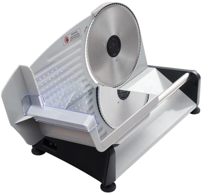 Universele Elektrische Vleessnijmachine 200 W met 19 cm Mes, Instelbare Snijdikte van 0–15 mm, Geschikt voor Diepvriesvlees, Ham en Biefstuk