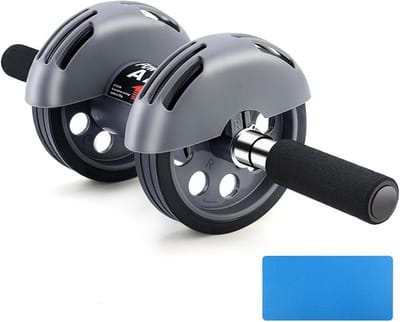 Buikspier Wiel - Buikroller Core Trainer - Buikspier Training - Inclusief Kniebeschermers - 50x15 cm - Zwart