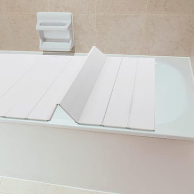 Badkuip Afdekking - Badplank Douche - Ontspannen in Bad - Opvouwbaar PVC Ontwerp - 170 x 75 cm - Wit