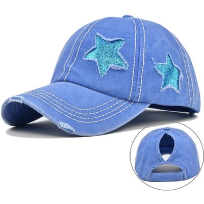 Retro Y2K Ster Gewassen Denim Gat Ster Baseballpet Snapback Petten Herfst Zomer Visserhoed Mannen Vrouwen Petten Casquette Petten Gorras Adjustable blue