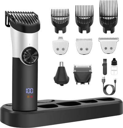 longziming -Multifunctionele elektrische tondeuse voor heren met LCD-display – Haartrimmer & precisiescheerapparaat – Geschikt voor thuisgebruik, baard, haar & detailstyling