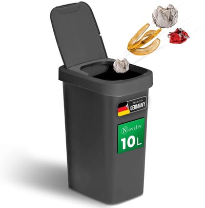 Stylishe 10L Vuilnisemmer met Klapdeksel en Swingdeksel - Anti-Geuroverlast voor Badkamer en Keuken