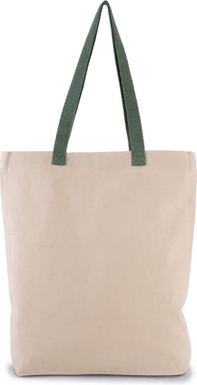 Kimood Shopper met plooi en contrasterend hengsel KI0278 - Natural / Dusty Light Green - One size