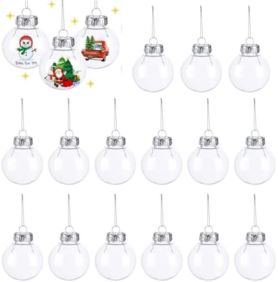 Dailygoody - Heldere kerstballen - Vulbare kerstballen - Decoratieve ornamenten - Doorzichtig - Kerstboomversiering - 15 stuks - Geschikt voor Kerstmi...