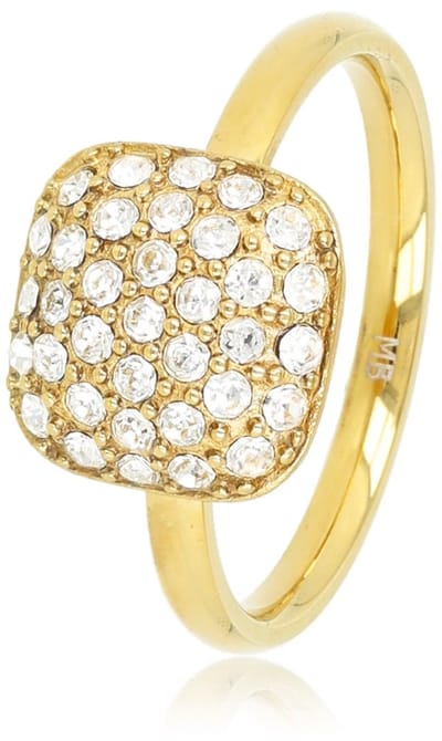 My Bendel - Vierkante Ring met Zirkonia Steentjes - met Luxe Cadeauverpakking | Sieraden Voor Dames | Maat 17.00 Mm / Maat 53