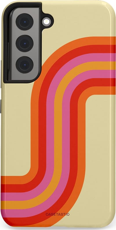 Casetastic hoesje geschikt voor Samsung Galaxy S22 - Dubbellaagse bescherming - Retro bocht - Fashion Case - Zand Rood Oranje Roze