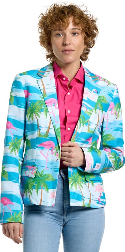 OppoSuits Flamingirl - Dames Blazer - Stijlvolle Dames Colbert - Carnaval, Halloween en Meer - Blauw - Maat: EU 34