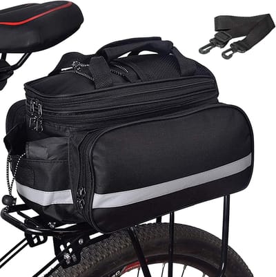 VHV - Fietstas - Fietstassen - Fiets zadeltas - Zadeltas - 27L Achtertas voor de fiets – Duurzame - Waterdichte bagagedragertas met regenhoes - Multifunctionele zijtas - Grote capaciteit - Snelle montage - Met reflecterende strepen - Zwart