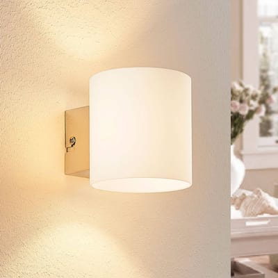 Lindby - wandlamp - 1licht - Glas, metaal - H: 9.5 cm - G9 - wit, chroom