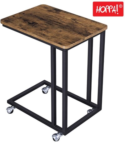 Hoppa! - Mobiele bijzettafel - Bruin - Metaal/Hout - Vintage - 50 x 35 x 60 cm (B x D x H)