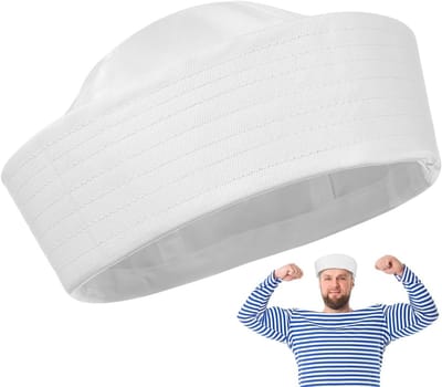Waterdichte witte matrozenhoed voor volwassenen, eenvoudig kostuumhoed voor verkleedpartijen, carnaval, Halloween en cosplay, comfortabel en veelzijdig voor zeethemafeesten en evenementen