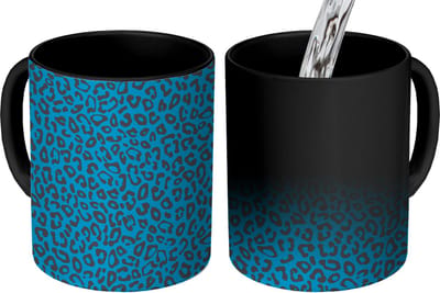 Magische Mok - Foto op Warmte Mokken - Koffiemok - Panterprint - Blauw - Design - Dieren - Magic Mok - Beker - 350 ML - Theemok