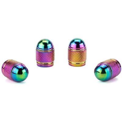 Lot de 4 capuchons de valve de pneu de roue de voiture en alliage d'aluminium, ensemble de capuchons anti-poussière (Balle) blue