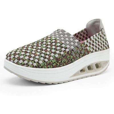 Sneakers Damesschoenen Mode Ademend Geweven Effen Instappers Dames Sneakers Wedges Hardloopschoenen Vrouw 4.5 gray