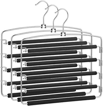PromoHome Ruimtebesparende Broekenhangers Set van 3 - Draaibare Pijpen met Anti-Glip