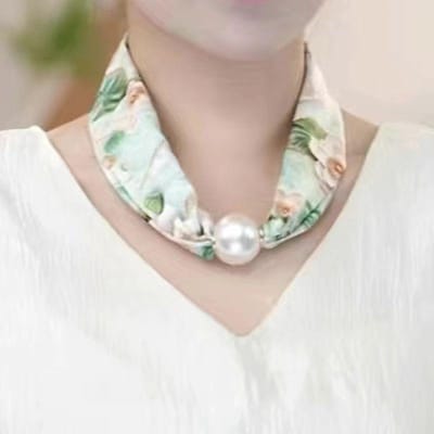 Mode Imitatie Parels Ketting Sjaal Neckerchief Magnetische Gesp Ketting Sleutelbeen Choker Sjaals Ring Kettingen Voor Vrouwen Meisjes beige