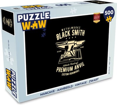Puzzel Mancave - Aambeeld - Vintage - Zwart - Legpuzzel - Puzzel 500 stukjes