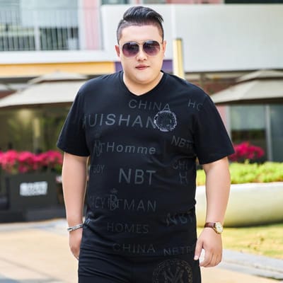 T-shirt Casual Simple et Tendance pour Homme Grande Taille Grande Taille Lâche Demi-manches Haut Extra Large Coton Vêtement d'Été 7XL noir