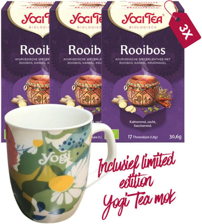 Yogi Tea Rooibos Bio - 3 pakjes - inclusief limited edition Yogi Tea mok