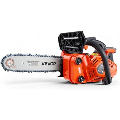 VEVOR benzinekettingzaag 304,8 mm 25,4 cc 0,75 kW 2-taktmotor, voor houtbewerking, boomzagen en snoeien, 11.500 tpm, snelheidsafhankelijke choke, antisliphandgreep, twee brandstoftanks