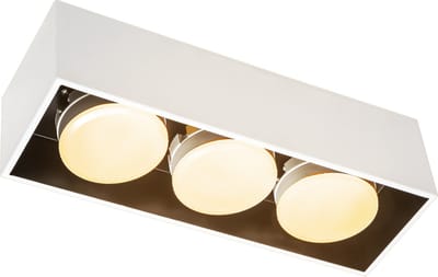 Cube Plafondlamp met 3 lichtpunten - Draaibaar licht - Staal - 30 x 8 cm - GX53 - Wit - Plafonniere - Plafonnieres - Plafoniere slaapkamer - Plafondlampen - Badkamerlamp - Plafond lamp